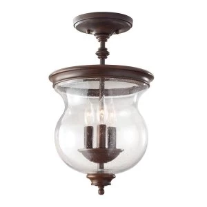 Image of 3 Light Semi Flush Ceiling Light Antique Bronze, E14