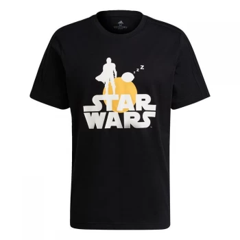 Image of adidas x Star Wars: The Mandalorian Graphic T-Shir - Black / White