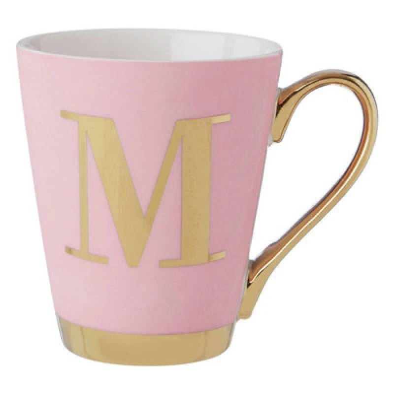 Image of Premier Housewares Mimo Pink Frosted Deco M Letter Monogram Mug Pink unisex