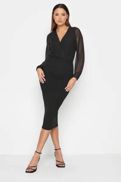 Image of Long Tall Sally Tall Wrap Dress Black