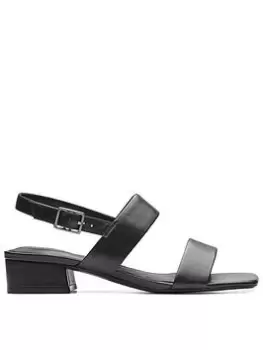 Image of Clarks Seren25 Strap Heeled Sandals - Black Leather, Black, Size 6, Women