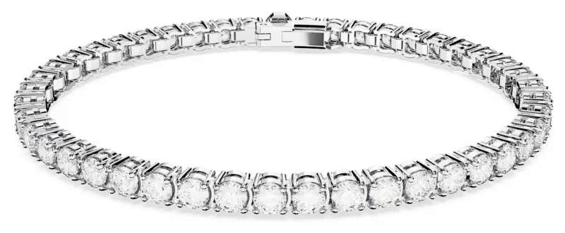 Image of Swarovski Matrix White Tennis Bracelet 5648937 M Silver