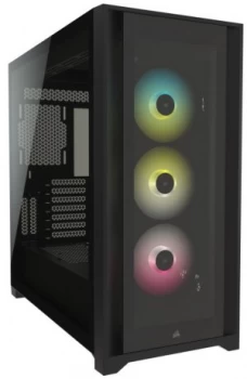 Image of CORSAIR iCUE 5000X RGB Tempered Glass Mid-Tower ATX PC Smart Case, Bla