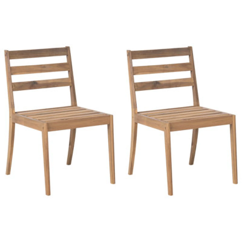 Image of Beliani Set Of 2 Garden Chairs Chioggia Certified Acacia Wood Light Brown