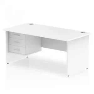 Image of Impulse 1600 Rectangle Panel End Leg Desk White 1 x 3 Drawer Fixed Ped
