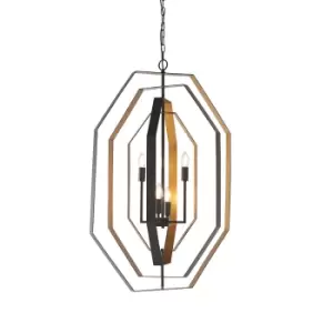 Image of Macerata 4 Light Ceiling Pendant Aged Bronze Effect & Antique Gold Paint