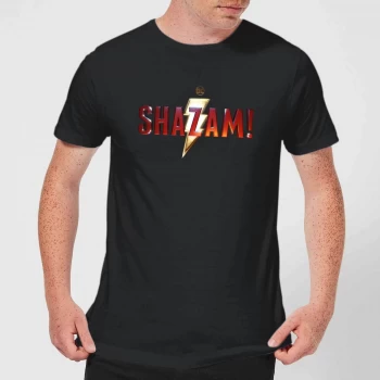 Image of Shazam Logo Mens T-Shirt - Black - 5XL