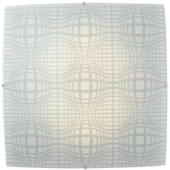 Image of Fan Europe Lighting - Fan Europe PROJECT LED Patterned Glass Flush Ceiling Light White 2450lm 4000K 40x40cm