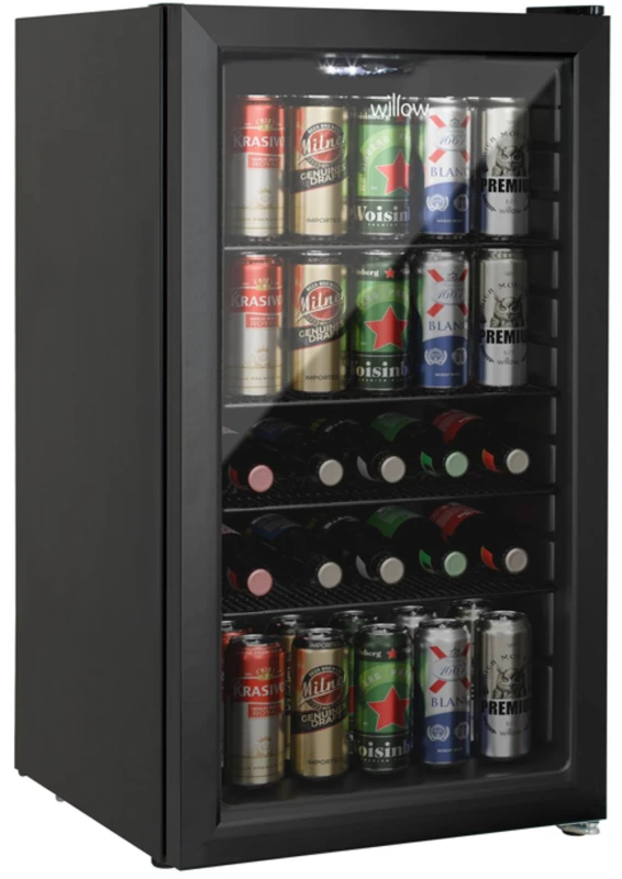 Image of Willow Undercounter Drinks/Beer Fridge 98L With Triple Glazed Door - Black Unisex