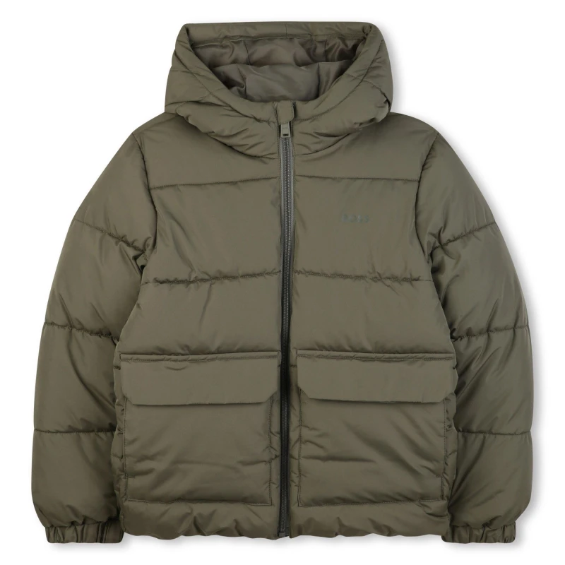 Image of Boss Kids Hooded Medium Puffer Jacket Green male 4Y
