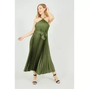 Image of Yumi Pleated Midi Dress in Green - Green