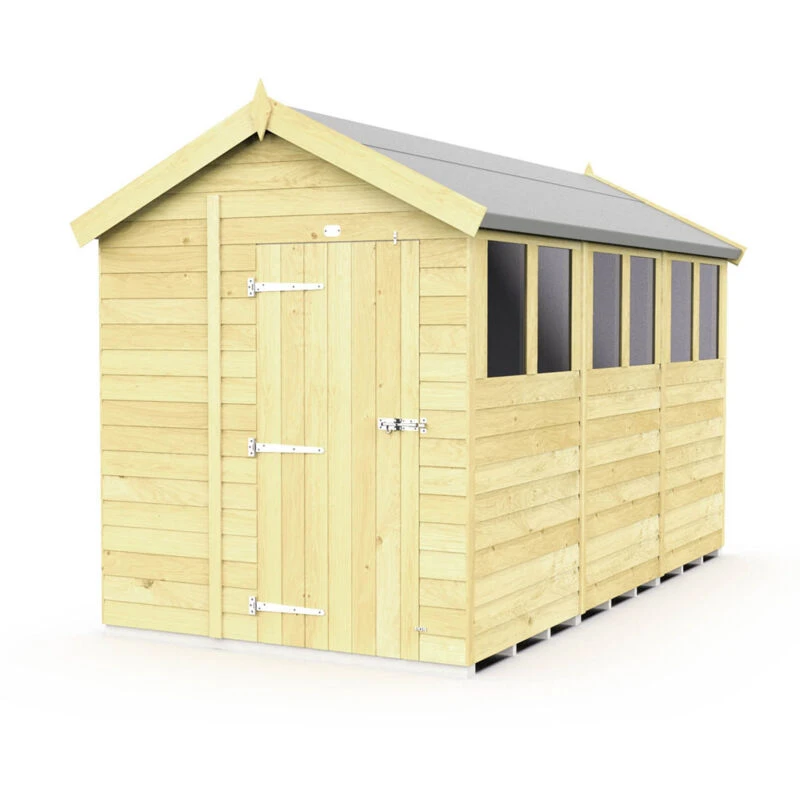 Image of Flat Pack Sheds DIY Sheds 7 x 12 Apex Shed, Brown 7X12AFF