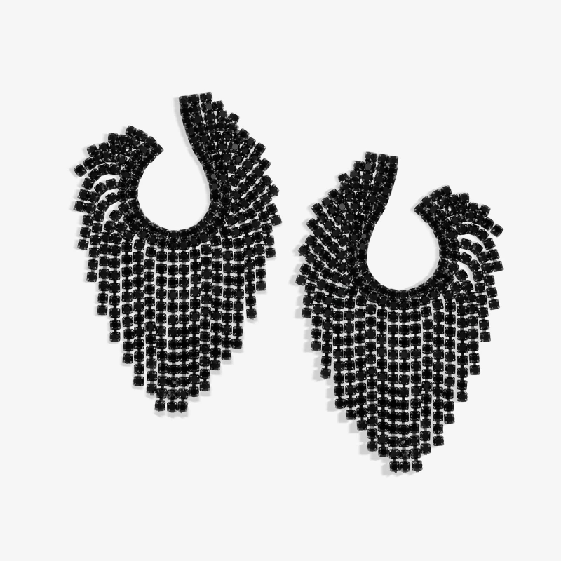 Image of Jon Richard Jet Open Statement Earrings Black