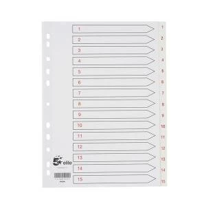 Image of Elite A4 Premium Index White Tabs Polypropylene 1 15 White 940306