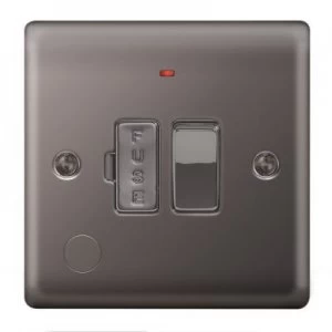 Image of Wickes 13A Switched Fused Socket + LED Screwed Raised Plate Black Nickel