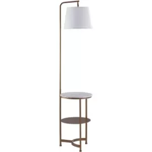 Image of Teamson Home - Lilah Standard Floor Lamp with Built-in usb Port, Table & Storage, Standing Light with White Cone Shade, Modern Lighting for Lounge