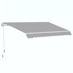 Image of Outsunny 4X2.5M Manual Awning Window Door Sun Weather Shade With Handle - Light Grey