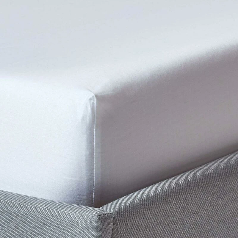 Image of Homescapes Sateen Cotton Fitted Sheet 12" 400 Thread Count in White Size: King Fitted White Unisex King Fitted