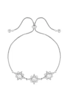 Image of Rhodium Plated Cubic Zirconia Toggle Bracelet