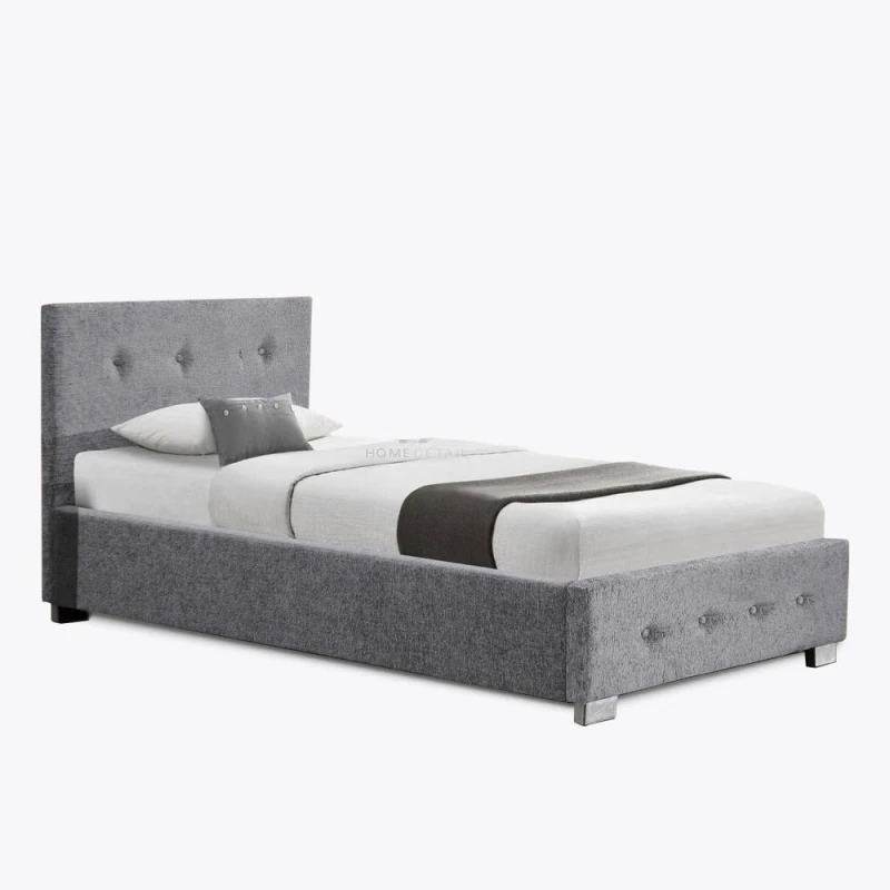 Image of Home Detail Derby Chenille Silver Ottoman Single Bed Silver