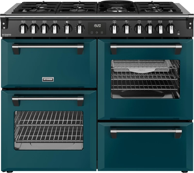 Image of Stoves Richmond Deluxe 110DF 110cm wide Dual Fuel Range Cooker with Gas Hob - Deep Marine - A Rated