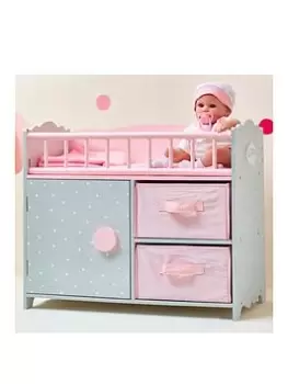 Image of Teamson Kids Olivia'S Little World - Polka Dots Princess Baby Doll Crib With Cabinet And Cubby
