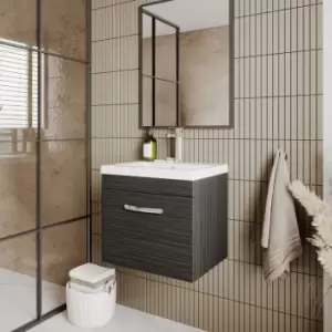 Image of Nuie - Athena Wall Hung 1-Drawer Vanity Unit with Basin-3 500mm Wide - Charcoal Black