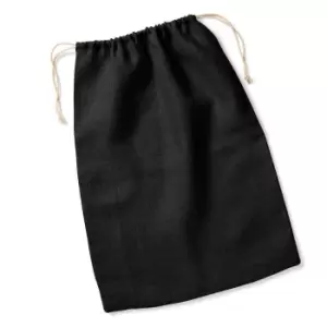 Image of Westford Mill Jute Rope Close Plain Stuff Bag (L) (Black/Natural)