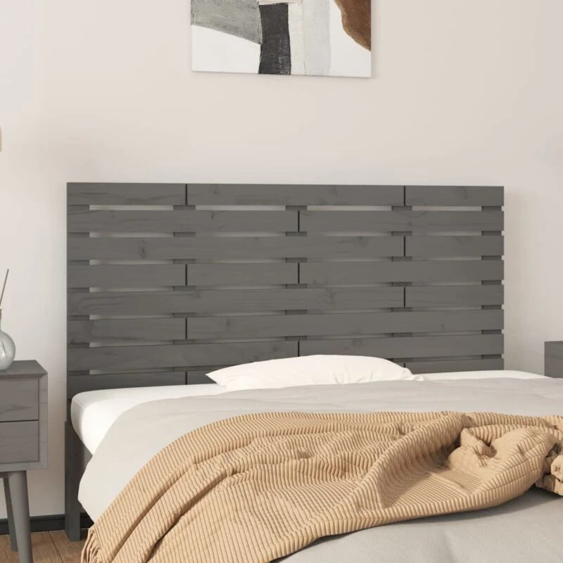 Image of Vidaxl Wall Headboard Grey 126X3X63cm Solid Wood Pine, Grey 824730