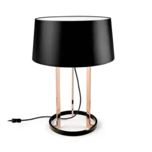 Image of Grok 3 Light Table Lamp Black, Copper with Fabric Shade, E27