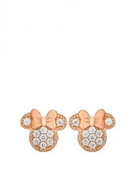 Image of Disney Minnie Mouse Rose Gold Plated Sterling Silver Crystal Stud Earrings, One Colour, Women