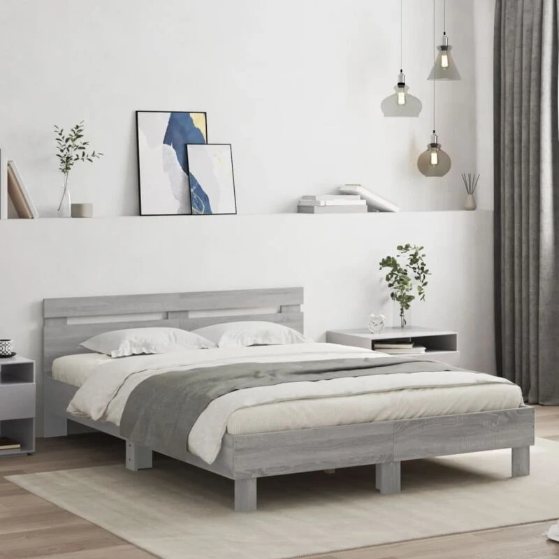 Image of VIDAXL Bed Frame without Mattress Grey Sonoma 140x200cm Vidaxl 8721012246423