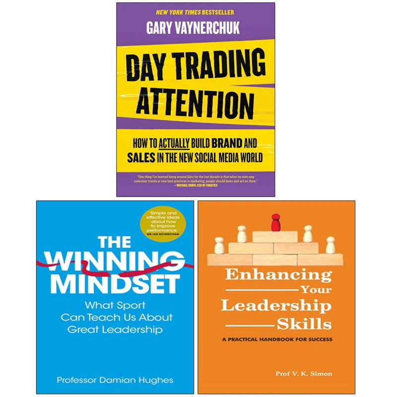 Image of Day Trading Attention, The Winning Mindset, Enhancing Your Leadership Skills 3 Books Collection Set Gary Vaynerchuk & Damian Hughes & Prof. V.K.Simon