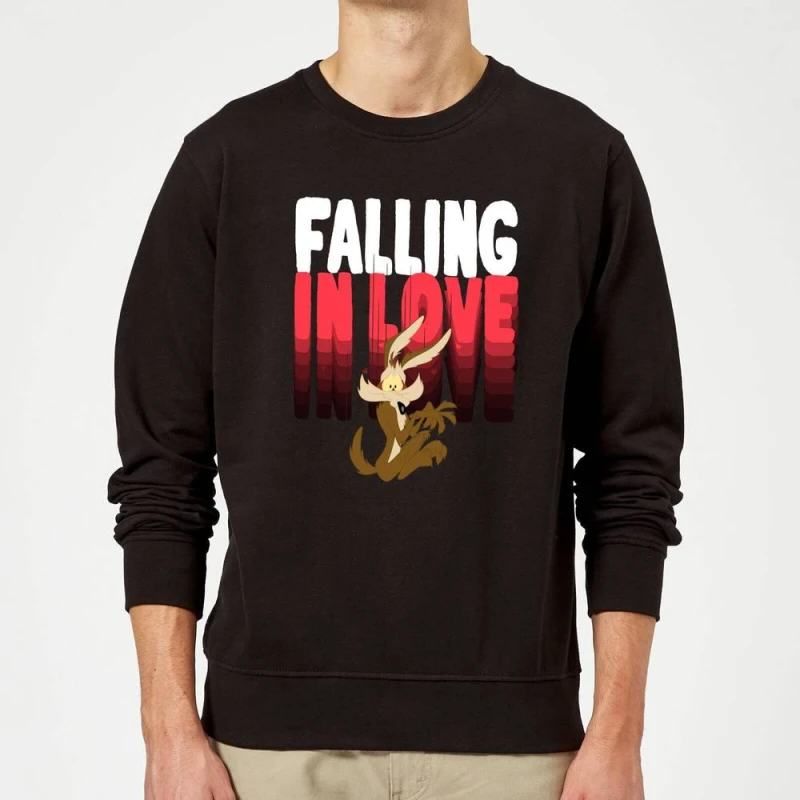 Image of Looney Tunes Falling In Love Wile E. Coyote Sweatshirt - Black - L
