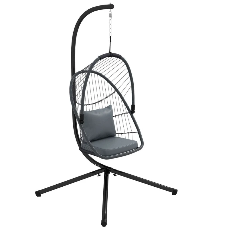 Image of Outsunny PE Hanging Swing Chair w/ Cushion - Grey 84A-324V70GY