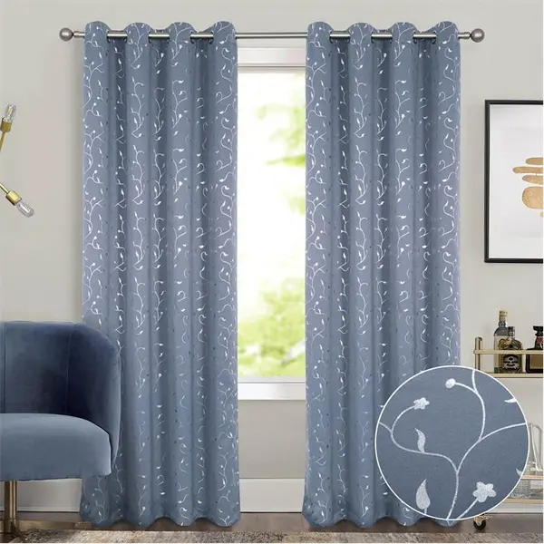 Image of Home Curtains Metallic Printed Blockout Curtains - Grey 108x90