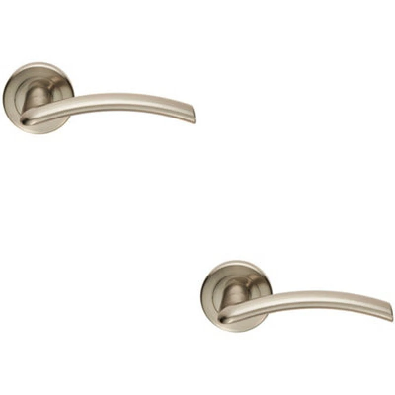 Image of Loops 2x PAIR Flat Arched Style Handle on Round Rose Concealed Fix Satin Nickel Metallics