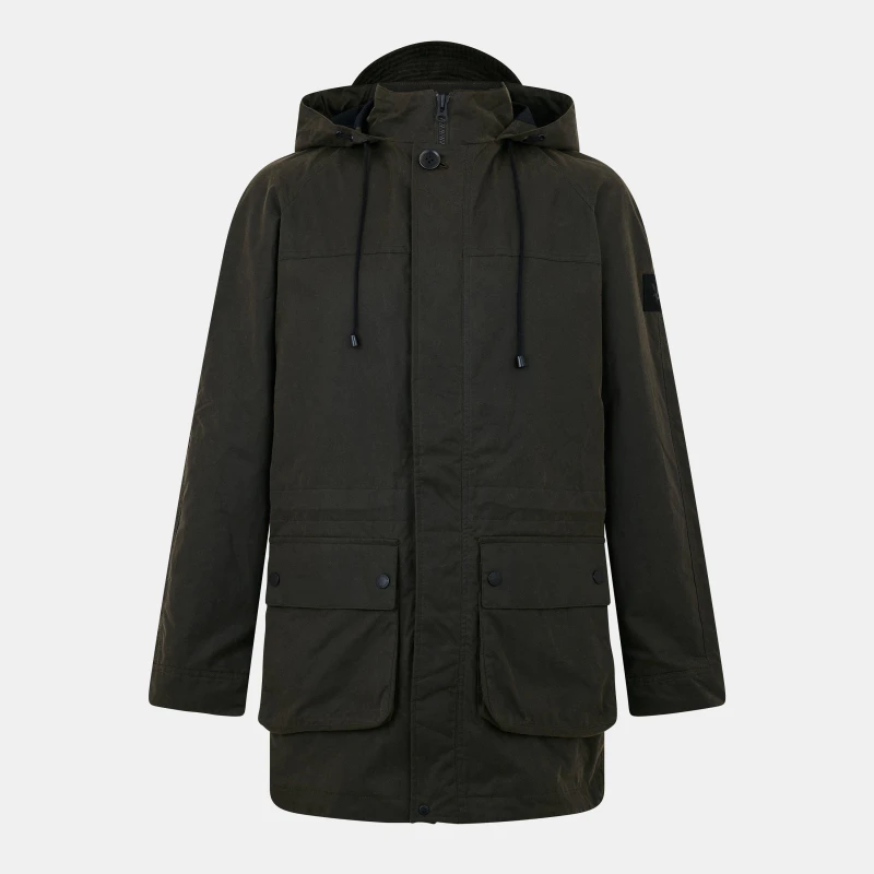 Image of Lyle and Scott Hooded Waxed Jacket - Green Green XS