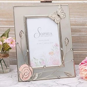 Image of 4" x 6" Sophia Frosted Glass & Wire Photo Frame - Butterfly