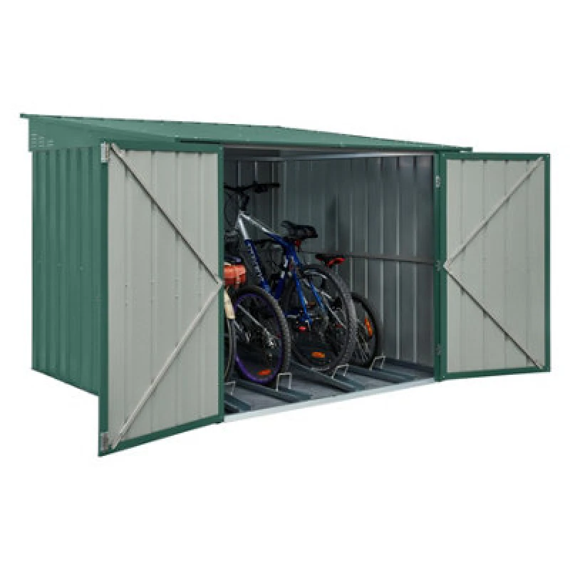 Image of 6' x 6' Globel Heritage Green Metal Bike Shed (2.12m x 2.00m)