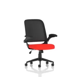 Image of Crew Task Operator Bespoke Fabric Seat Bergamot Cherry Mesh Chair With Folding Arms