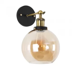 Image of Sheridan Wall Light with Amber Glass Shade