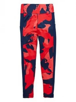 Image of Adidas Girls Training Printed Tights - Navy