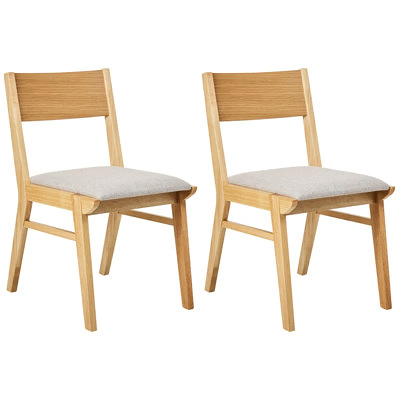 Image of Beliani Set Of 2 Dining Chairs Enola Wood Light Grey