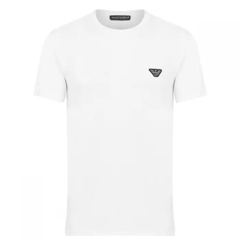 Image of Emporio Armani Shiny Logo Band Crew Neck T-Shirt White Size L Men