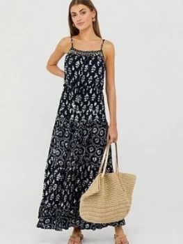 Image of Monsoon Anjali Batik Maxi Dress - Navy