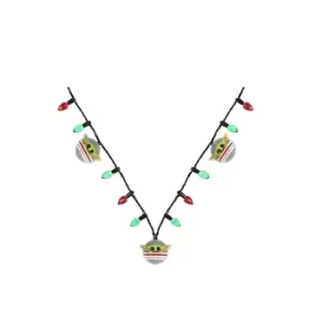 Image of Disney Baby Yoda green white and red flashing lights Christmas necklace NH00947L-30