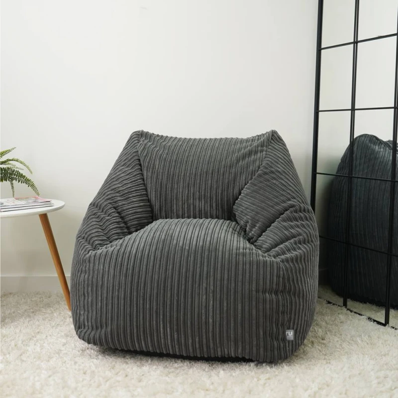 Image of Rucomfy Fabric Jumbo Cord Snuggle Chair Beanbag - Slate Grey
