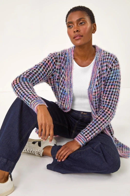 Image of Roman Spacedye Fluffy Cardigan Lavender female