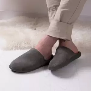 Image of totes Isotoner Perforated Suedette Mens Mule Slippers Grey